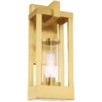 6.25 inch 1 Light Satin Brass Outdoor Wall Lantern Pendant Lighting Fixture with Cylinder Clear Glass Shade-Lighting LumensLantern