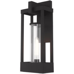 8 inch 1 Light Black Outdoor Wall Lantern Pendant Lighting Fixture with Cylinder Clear Glass Shade-Lighting LumensLantern