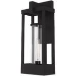 8 inch 1 Light Black Outdoor Wall Lantern Pendant Lighting Fixture with Cylinder Clear Glass Shade-Lighting LumensLantern