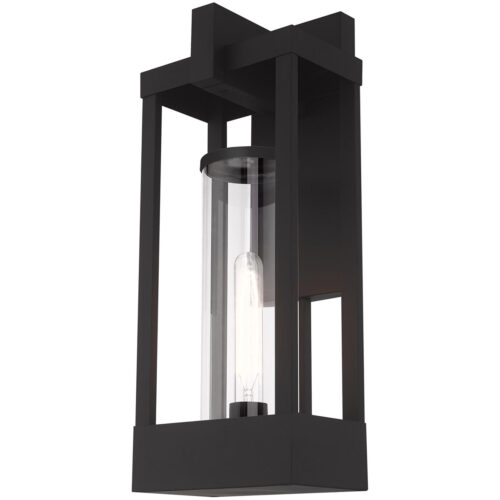 8 inch 1 Light Black Outdoor Wall Lantern Pendant Lighting Fixture with Cylinder Clear Glass Shade-Lighting LumensLantern