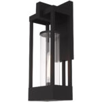 8 inch 1 Light Black Outdoor Wall Lantern Pendant Lighting Fixture with Cylinder Clear Glass Shade-Lighting LumensLantern