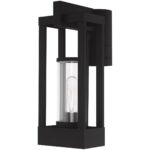 6.25 inch 1 Light Black Outdoor Post Top Lantern Pendant Lighting Fixture with Cylinder Clear Glass Shade-Lighting LumensLantern