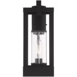 6.25 inch 1 Light Black Outdoor Post Top Lantern Pendant Lighting Fixture with Cylinder Clear Glass Shade-Lighting LumensLantern