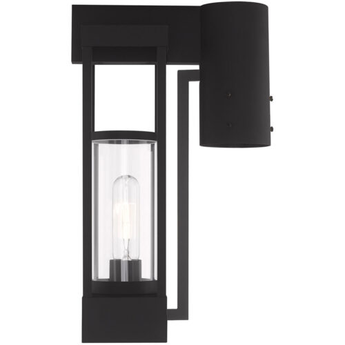 6.25 inch 1 Light Black Outdoor Post Top Lantern Pendant Lighting Fixture with Cylinder Clear Glass Shade-Lighting LumensLantern