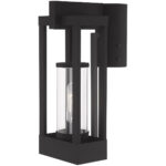 6.25 inch 1 Light Black Outdoor Post Top Lantern Pendant Lighting Fixture with Cylinder Clear Glass Shade-Lighting LumensLantern