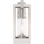 6.25 inch 1 Light Brushed Nickel Outdoor Post Top Lantern Pendant Lighting Fixture with Cylinder Clear Glass Shade-Lighting LumensLantern