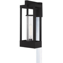 8 inch 1 Light Black Outdoor Post Top Lantern Pendant Lighting Fixture with Cylinder Clear Glass Shade-Lighting LumensLantern