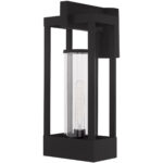 8 inch 1 Light Black Outdoor Post Top Lantern Pendant Lighting Fixture with Cylinder Clear Glass Shade-Lighting LumensLantern