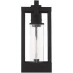 8 inch 1 Light Black Outdoor Post Top Lantern Pendant Lighting Fixture with Cylinder Clear Glass Shade-Lighting LumensLantern