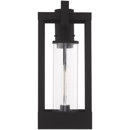 8 inch 1 Light Black Outdoor Post Top Lantern Pendant Lighting Fixture with Cylinder Clear Glass Shade-Lighting LumensLantern