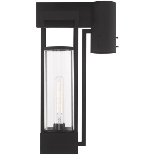 8 inch 1 Light Black Outdoor Post Top Lantern Pendant Lighting Fixture with Cylinder Clear Glass Shade-Lighting LumensLantern