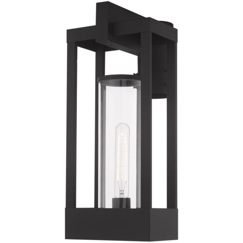 8 inch 1 Light Black Outdoor Post Top Lantern Pendant Lighting Fixture with Cylinder Clear Glass Shade-Lighting LumensLantern