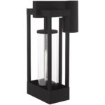 8 inch 1 Light Black Outdoor Post Top Lantern Pendant Lighting Fixture with Cylinder Clear Glass Shade-Lighting LumensLantern