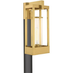 8 inch 1 Light Satin Brass Outdoor Post Top Lantern Pendant Lighting Fixture with Cylinder Clear Glass Shade-Lighting LumensLantern