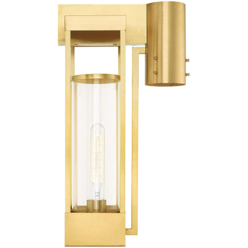 8 inch 1 Light Satin Brass Outdoor Post Top Lantern Pendant Lighting Fixture with Cylinder Clear Glass Shade-Lighting LumensLantern