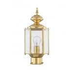 1 Light Polished Brass Outdoor Post Lantern Pendant Lighting Fixture with Clear Beveled Glass Shade-Lighting LumensLantern