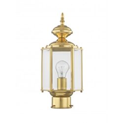 1 Light Polished Brass Outdoor Post Lantern Pendant Lighting Fixture with Clear Beveled Glass Shade-Lighting LumensLantern