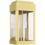 21235-12 2 Light Satin Brass Outdoor Wall Lantern-Lighting LumensLantern