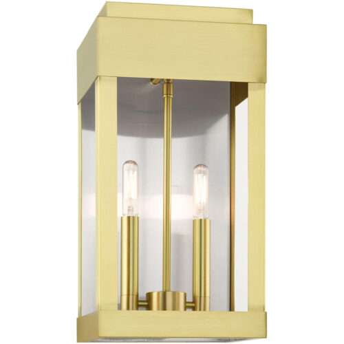 21235-12 2 Light Satin Brass Outdoor Wall Lantern-Lighting LumensLantern