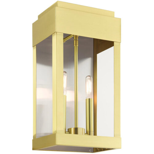 21235-12 2 Light Satin Brass Outdoor Wall Lantern-Lighting LumensLantern