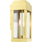 21235-12 2 Light Satin Brass Outdoor Wall Lantern-Lighting LumensLantern