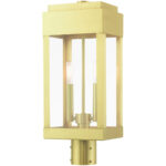 21236-12 2 Light Satin Brass Outdoor Post Top Lantern-Lighting LumensLantern