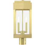 21236-12 2 Light Satin Brass Outdoor Post Top Lantern-Lighting LumensLantern