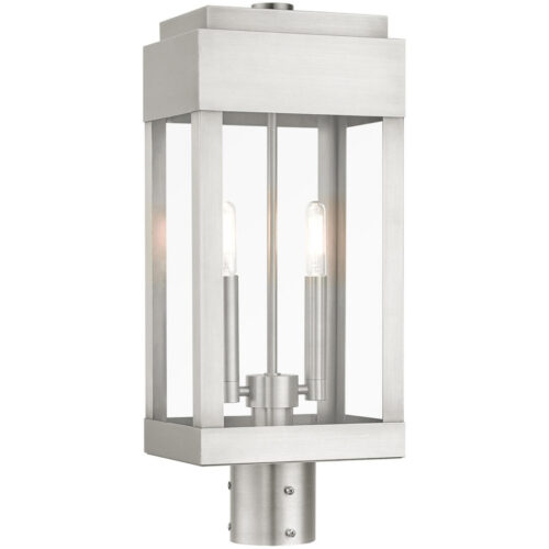 21236-91 2 Light Brushed Nickel Outdoor Post Top Lantern-Lighting LumensLantern