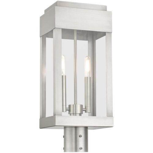 21236-91 2 Light Brushed Nickel Outdoor Post Top Lantern-Lighting LumensLantern