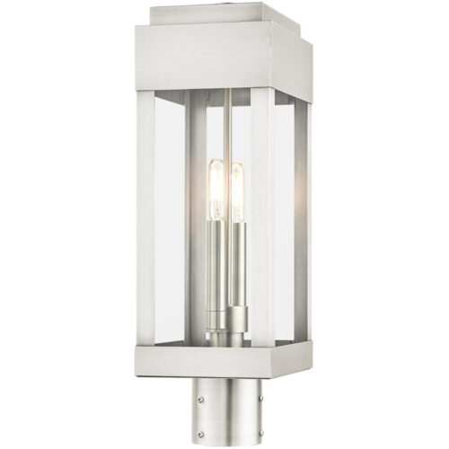 21236-91 2 Light Brushed Nickel Outdoor Post Top Lantern-Lighting LumensLantern