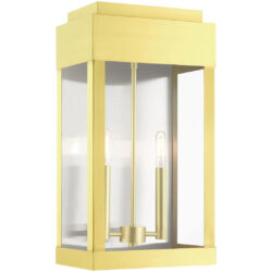 21238-12 2 Light Satin Bras Outdoor Wall Lantern-Lighting LumensLantern