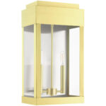 21238-12 2 Light Satin Bras Outdoor Wall Lantern-Lighting LumensLantern