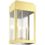 21238-12 2 Light Satin Bras Outdoor Wall Lantern-Lighting LumensLantern