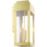 21238-12 2 Light Satin Bras Outdoor Wall Lantern-Lighting LumensLantern