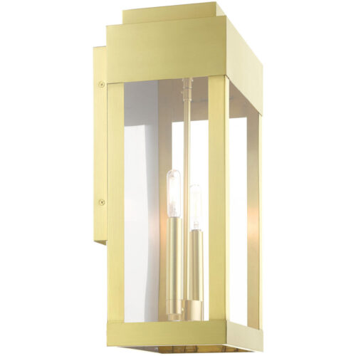 21238-12 2 Light Satin Bras Outdoor Wall Lantern-Lighting LumensLantern