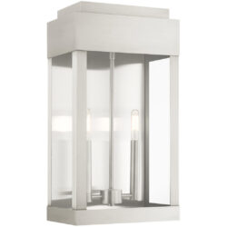 21238-91 2 Light Brushed Nickel Outdoor Wall Lantern-Lighting LumensLantern