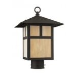 10 inch 1 Light Bronze Outdoor Post Lantern Pendant Lighting Fixture with Iridescent Tiffany Glass Shade-Lighting LumensLantern