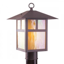 13 inch 1 Light Bronze Outdoor Post Lantern Pendant Lighting Fixture with Iridescent Tiffany Glass Shade-Lighting LumensLantern