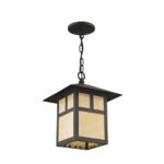 10 inch 1 Light Bronze Outdoor Chain Lantern Pendant Lighting Fixture with Iridescent Tiffany Glass Shade-Lighting LumensLantern