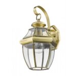 8.5 inch 1 Light Antique Brass Outdoor Wall Lantern Pendant Lighting Fixture with Clear Beveled Glass Shade-Lighting LumensLantern