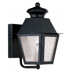 5.5 inch 1 Light Black Outdoor Wall Lantern Pendant Lighting Fixture with Seeded Glass Shade-Lighting LumensLantern