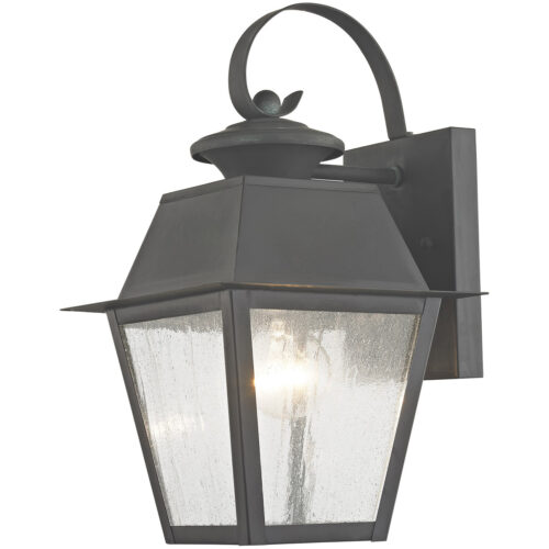 7.5 inch 1 Light Charcoal Outdoor Wall Lantern Pendant Lighting Fixture with Seeded Glass Shade-Lighting LumensLantern