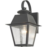 7.5 inch 1 Light Charcoal Outdoor Wall Lantern Pendant Lighting Fixture with Seeded Glass Shade-Lighting LumensLantern