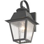 7.5 inch 1 Light Charcoal Outdoor Wall Lantern Pendant Lighting Fixture with Seeded Glass Shade-Lighting LumensLantern