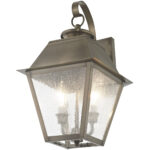 9 inch 2 Light VPW Outdoor Wall Lantern Pendant Lighting Fixture with Seeded Glass Shade-Lighting LumensLantern