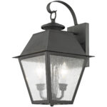 9 inch 2 Light Charcoal Outdoor Wall Lantern Pendant Lighting Fixture with Seeded Glass Shade-Lighting LumensLantern