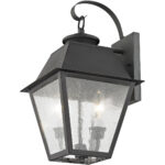 9 inch 2 Light Charcoal Outdoor Wall Lantern Pendant Lighting Fixture with Seeded Glass Shade-Lighting LumensLantern