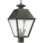 12 inch 3 Light Charcoal Outdoor Post Lantern Pendant Lighting Fixture with Seeded Glass Shade-Lighting LumensLantern