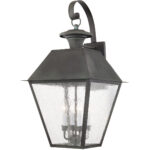 15 inch 4 Light Charcoal Outdoor Wall Lantern Pendant Lighting Fixture with Seeded Glass Shade-Lighting LumensLantern