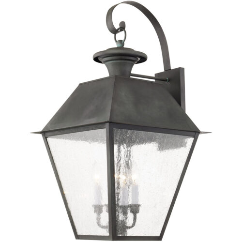 15 inch 4 Light Charcoal Outdoor Wall Lantern Pendant Lighting Fixture with Seeded Glass Shade-Lighting LumensLantern